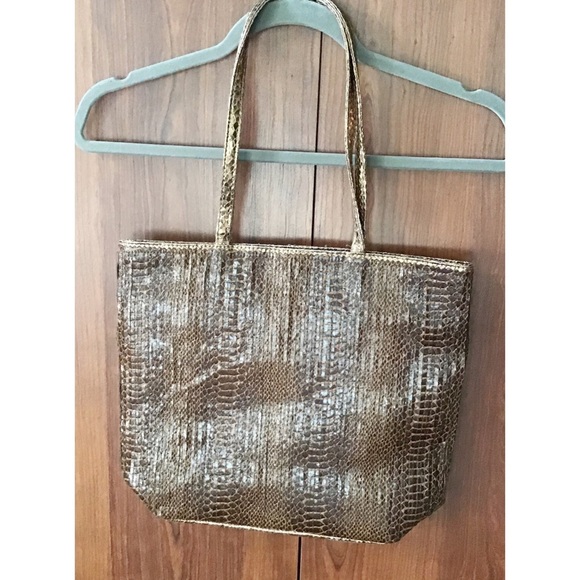 Brown and Gold Snakeskin Shoulder Bag NWOT - Picture 4 of 7